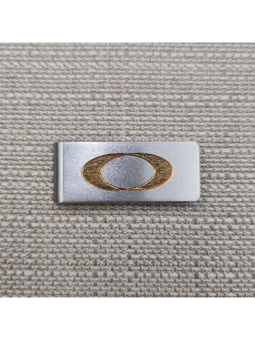Oakley Stainless Steel Money Clip with Gold Logo Minimalist Cash Holder B1417
